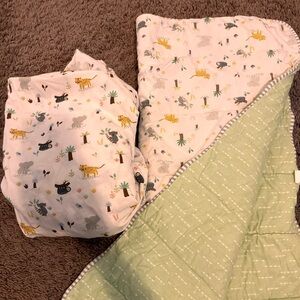 Cloud island fitted sheet and blanket set / sloth jungle